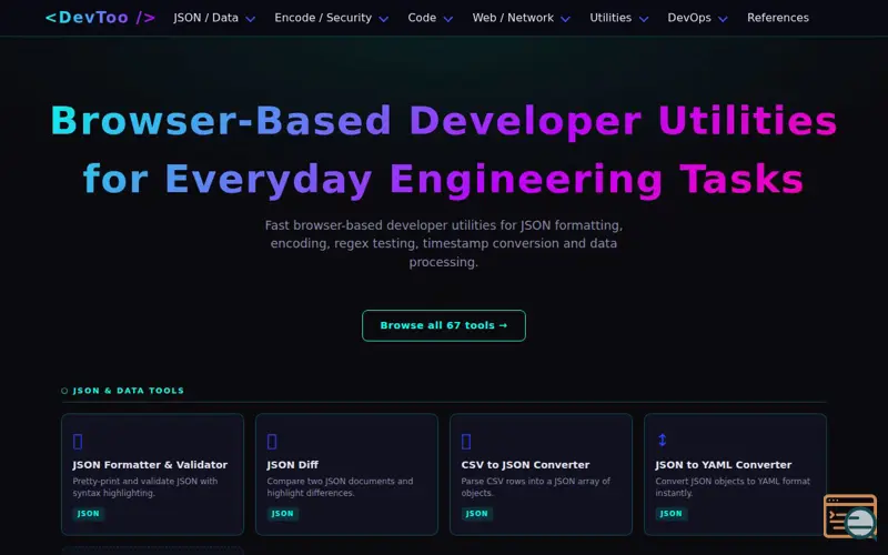 Screenshot of DevToo