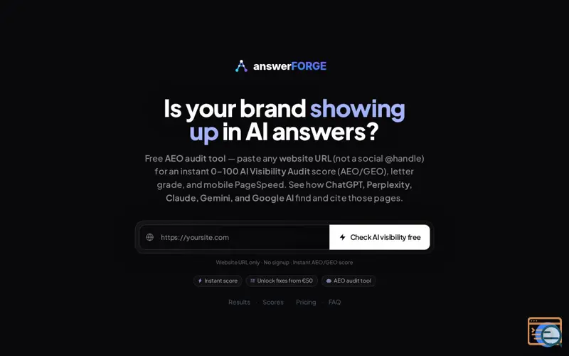 Screenshot of answerFORGE