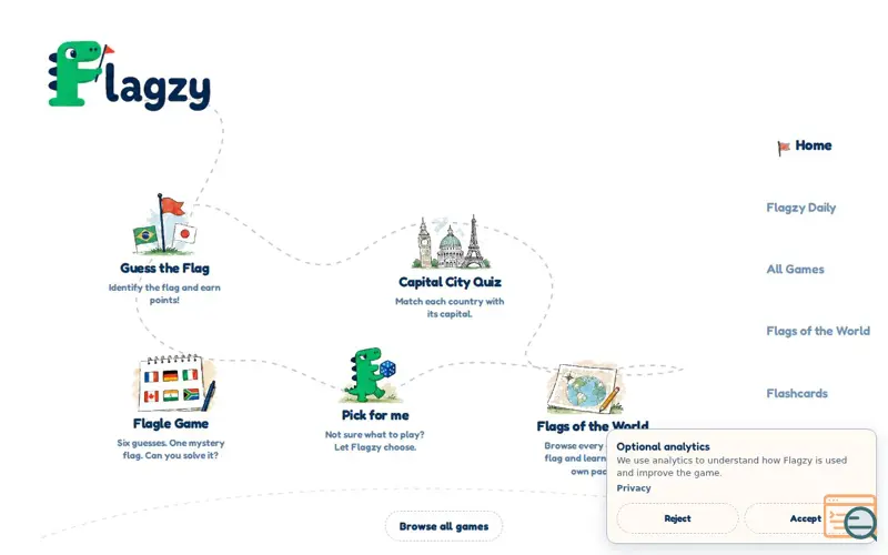Screenshot of Flagzy: Free Online Flag Quizzes & Geography Games