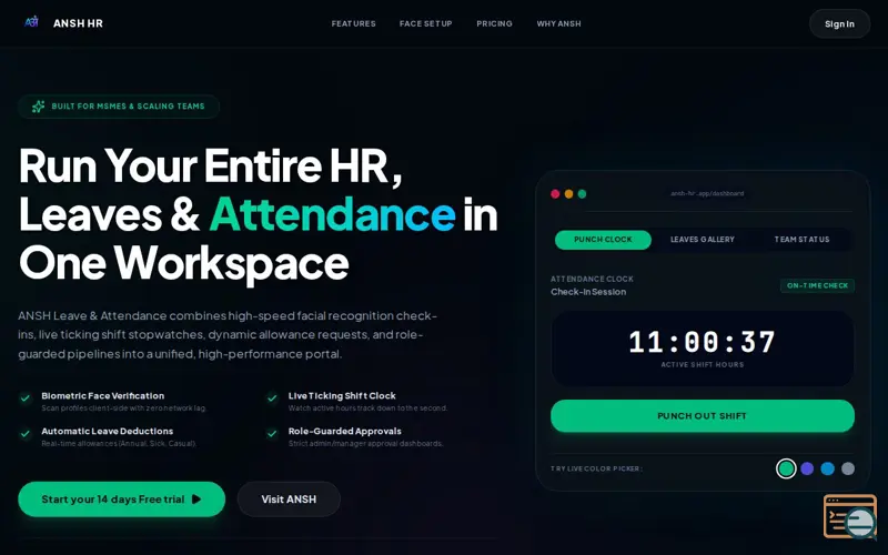 Screenshot of Ansh HR