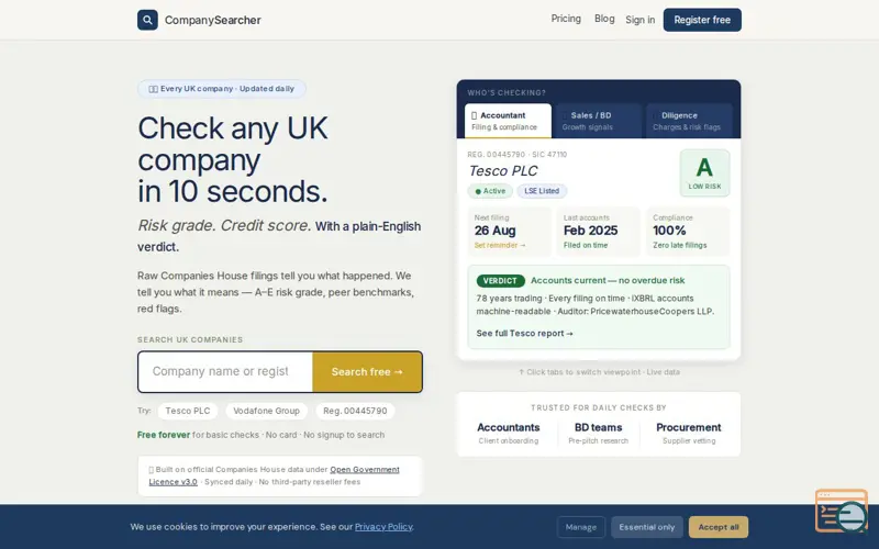 Screenshot of CompanySearcher