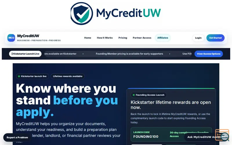 Screenshot of MyCreditUW