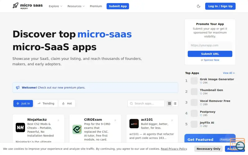 Screenshot of MicroSaaS Apps