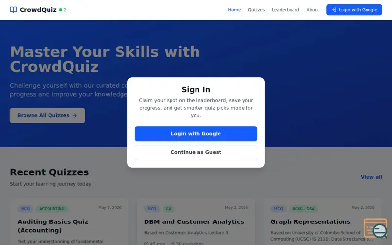 Screenshot of CrowdQuiz