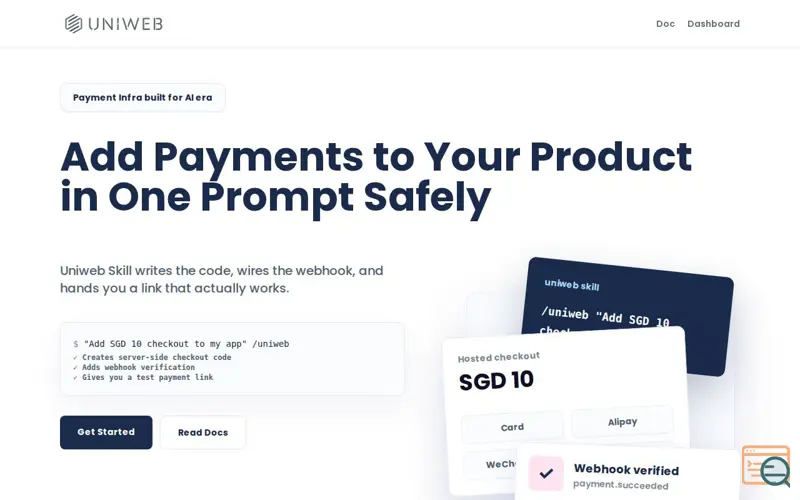 Screenshot of UniwebPay Skill