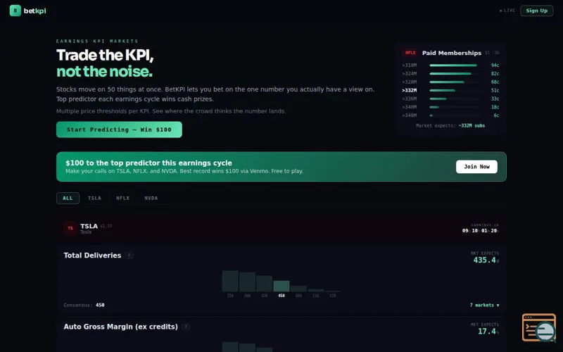 Screenshot of BetKPI