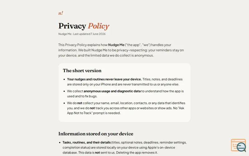 Screenshot of Nudge Me! Lock Screen Reminder