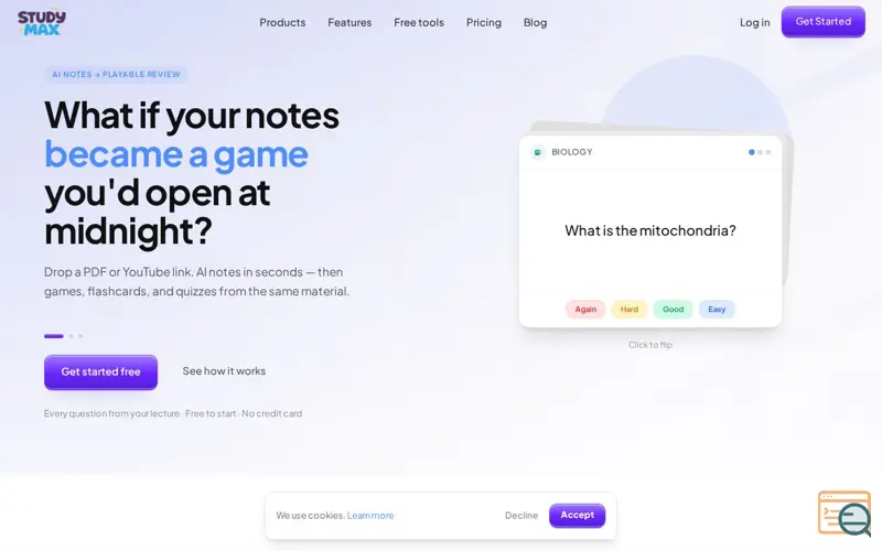 Screenshot of StudyMax