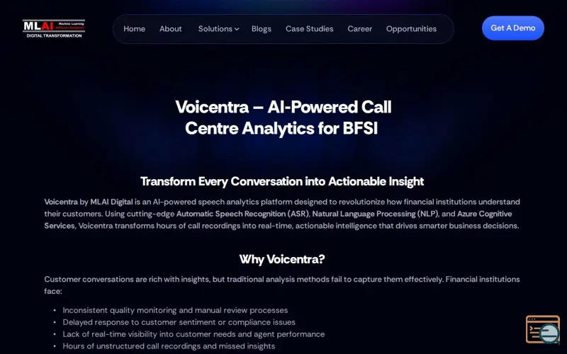 Screenshot of Voicentra