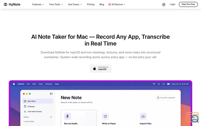 Screenshot of HyNote for Mac