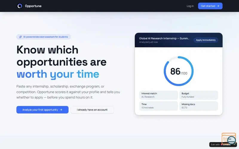 Screenshot of Opportune