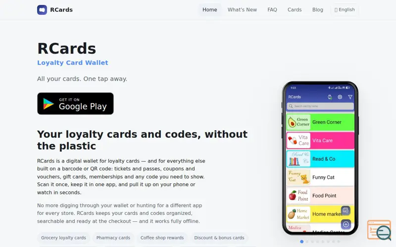 Screenshot of RCards