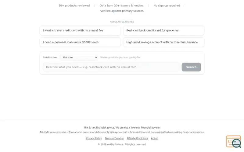 Screenshot of AskMyFinance