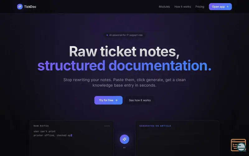 Screenshot of TickDoc