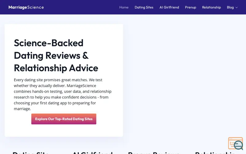 Screenshot of MarriageScience