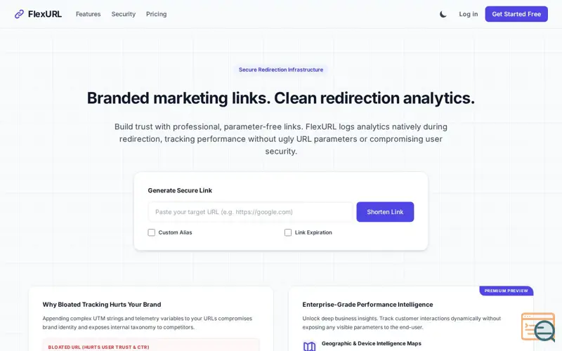 Screenshot of FlexURL