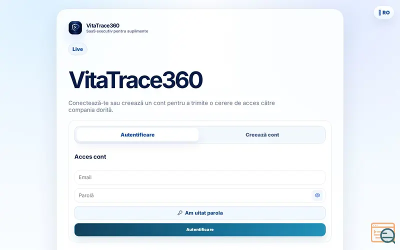 Screenshot of VitaTrace360