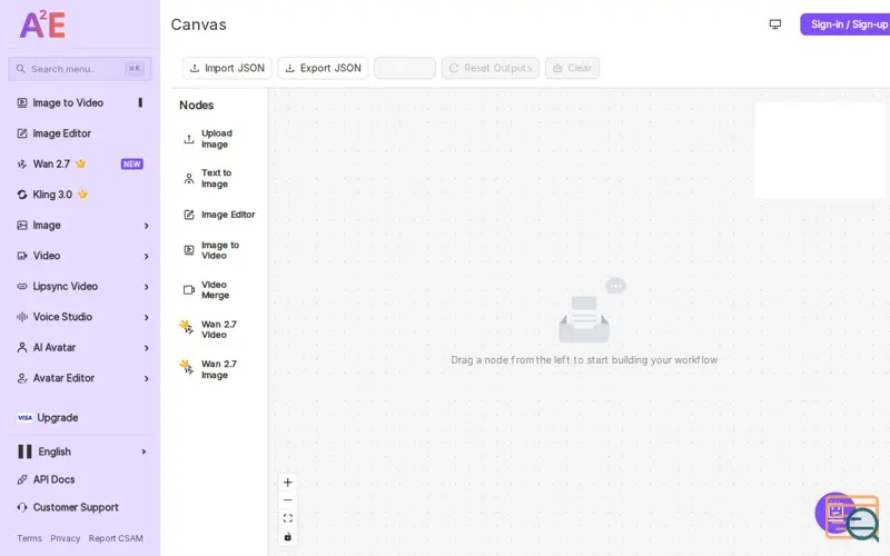 Screenshot of A2E Canvas