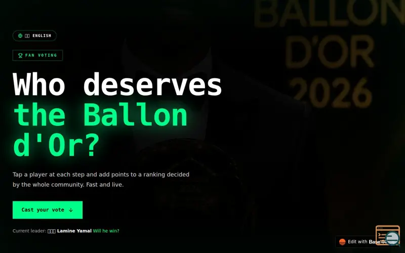 Screenshot of Vote to Ballon d'Or 2026