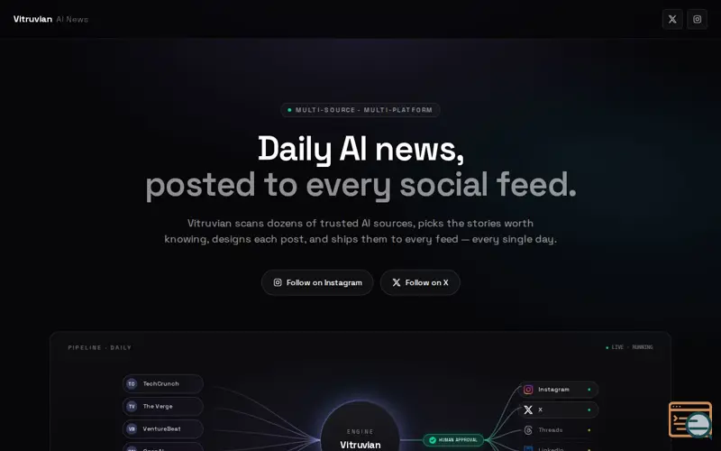 Screenshot of Vitruvian AI News